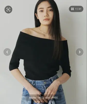 오프숄더 니트 풀오버