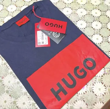 HUGO 로고 티셔츠 네이비/레드 Size L