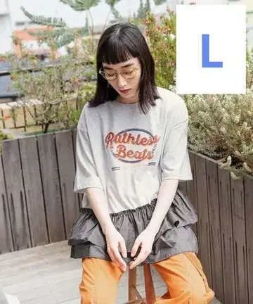 니코앤드 천 콤비 프릴 락 티셔츠 라이트 그레이 (L)