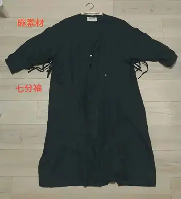 Malle 노카라 롱 셔츠 원피스 겉옷 린넨 7부 소매