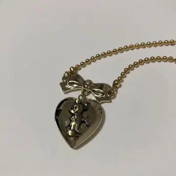 미키 하트 로켓 펜던트 목걸이 골드 레어