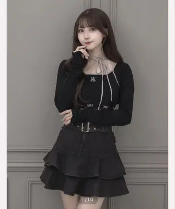 pium 모노그램 테이프 니트 블랙