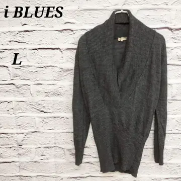 R4709 블루스 [L] 캐주얼풍 긴팔 니트 V넥 알파카 혼방 그레이