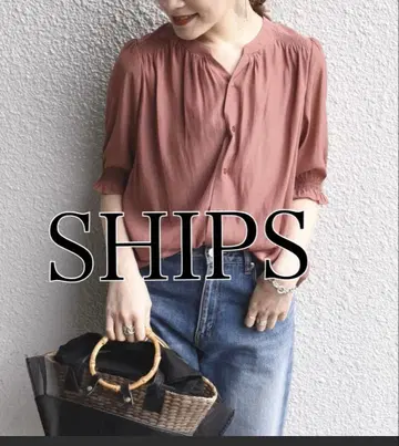 SHIPS 쉽스 숏 슬리브 개더 블라우스 컨디션 최상 드레이프감 원단
