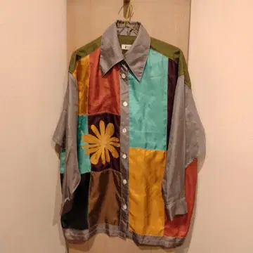 레어 IS issei miyake 샘플링 상품 패치워크 셔츠