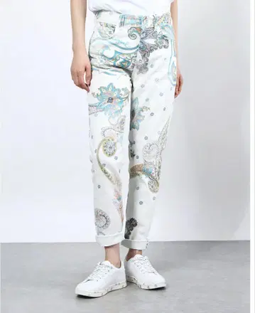 Desigual 페이즐리 무늬 스키니 데님 화이트