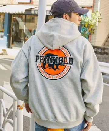 PENFIELD 그레이 후드티 백 프린트