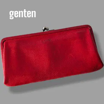genten 겐텐 장지갑 가마구치 가죽 레드