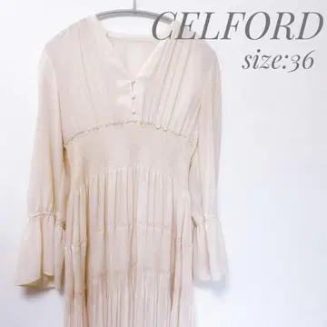 CELFORD 셀포드 아이보리 플레어 슬리브 롱 원피스