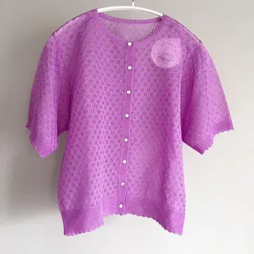 CHILD WOMAN 시스루 니트 반팔 가디건