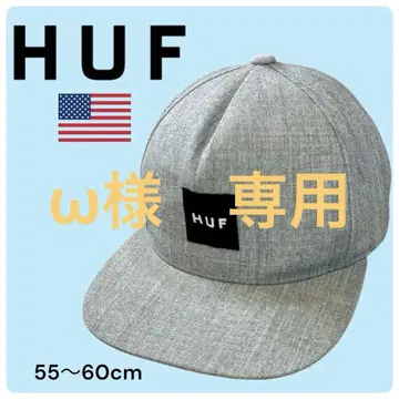 HUF 스퀘어 로고 프론트 로고 캡 코튼 그레이 55~60cm