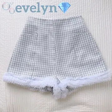 evelyn 밑단 튤 숏 팬츠 깅엄 체크 에블린