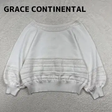 GRACE CONTINENTAL 숏 기장 니트 시스루 화이트