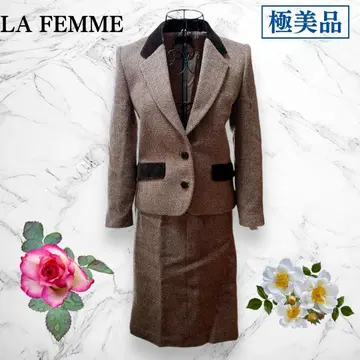 LA FEMME 라파무 셋업 수트 울 트위드 브라운 S