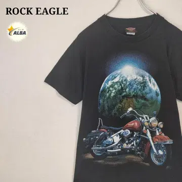 ROCK EAGLE 티셔츠 90년대 빈티지 양면 프린트 블랙
