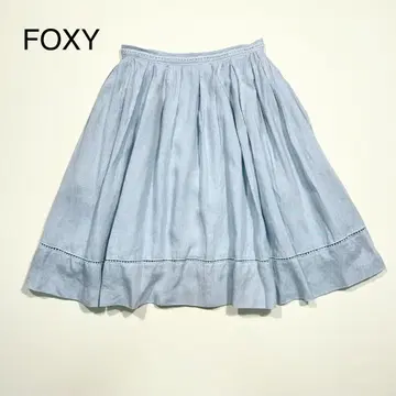 새상품급 FOXY 폭시 린넨 무릎 기장 스커트 사다리 레이스