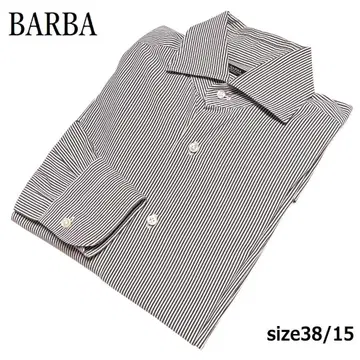 BARBA 바르바 드레스 셔츠 스트라이프 38 15 컷어웨이 브라운