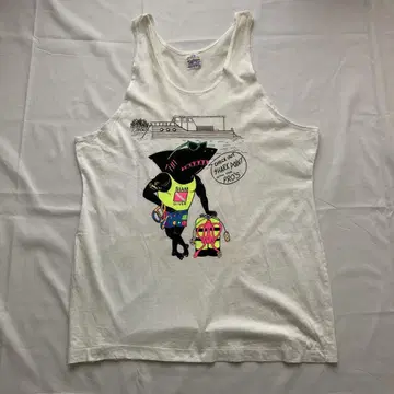레어 올드 서핑 빈티지 탱크탑 화이트 90s 구제 의류