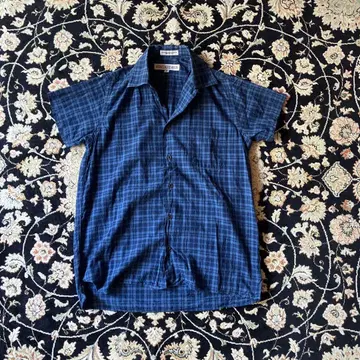 INDIVIDUALIZED SHIRTS 오픈 카라 셔츠 블루 체크