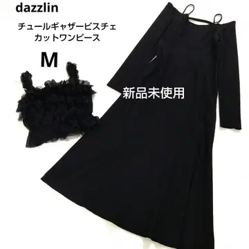 dazzlin 다즐린 얇은 명주 그물 개더 뷔스티에 컷 원피스 블랙 검정