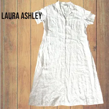 LAURA ASHLEY 아이보리 린넨 셔츠 원피스 XL 반팔