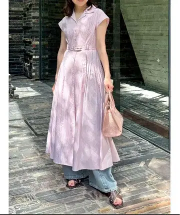 핑크 셔츠 원피스 반팔 벨트 포함
