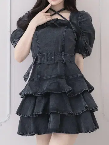 pium 티어드 프릴 미니 원피스