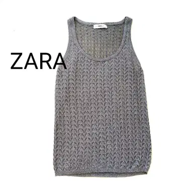 ZARA 자라 라메 믹스 로우 게이지 실버 탱크탑