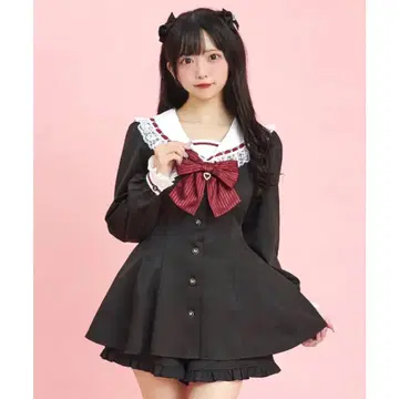 시크릿허니 세일러 카라 셋업 블랙