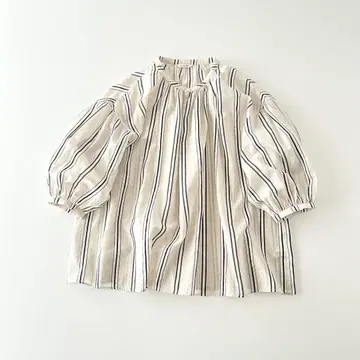 컨디션 최상 루그라직 면 실크 개더 퍼프 슬리브 풀오버 블라우스