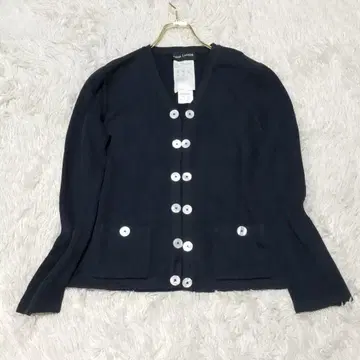 레나 랑게 면100% 크롭 길이 조개 버튼 가디건 40 블랙