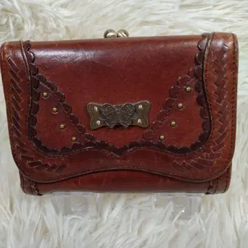 ANNA SUI 가죽 접이식 지갑 버터플라이 나비 브라운