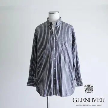 GLENOVER 버튼 다운 스트라이프 셔츠 차콜 그레이 XL