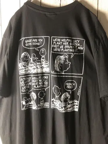 스누피 H&M 티셔츠 2XL 블랙 양면 프린트