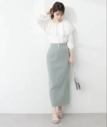 natural couture 슬릿이 들어간 가는 리브 니트 타이트 스커트
