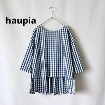 haupia 하우피아 뒷면 개더 블라우스 풀오버 깅엄 체크