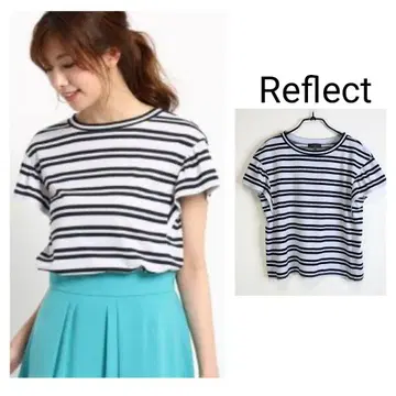 Reflect 빅 사이즈 프릴 슬리브 보더 무늬 블라우스