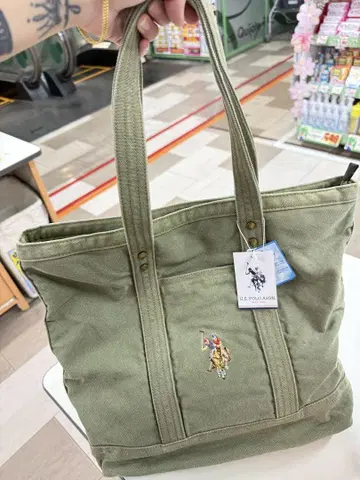 랄프 로렌 올리브 그린 토트백