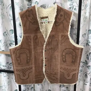 Genuine Leather 남성용 스웨이드 베스트 호스 선인장