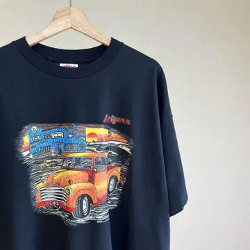 90s USA제 블랙 프린트 티셔츠 XXL 빅 사이즈 빈티지