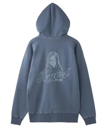 X-girl FACE PIGMENT DYED ZIP UP 후드티