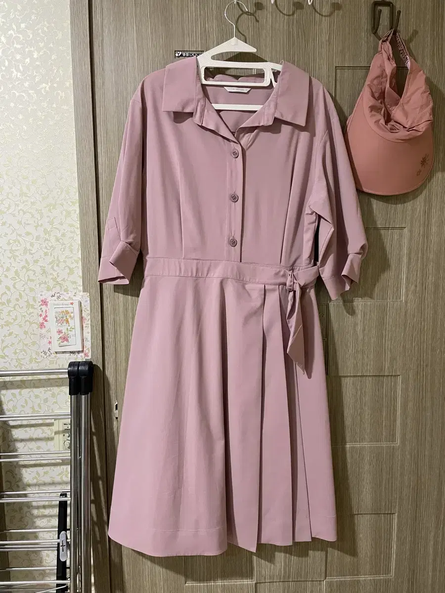 [새상품], [미센스] 핑크 셔츠 원피스 77사이즈