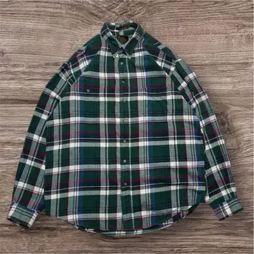 80s 에디 바우어 플란넬 셔츠 그린 체크 2XL 빈티지 5751
