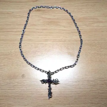 실버 자수정 크로스 목걸이