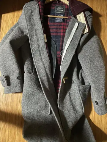 그레이 더플 코트 울 혼방