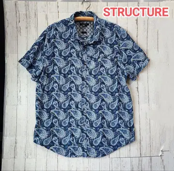 STRUCTURE 네이비 페이즐리 무늬 반팔 셔츠