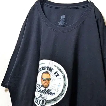 헤인즈 캐딜락 40 로고 티셔츠 블랙 검정 2XL 구제 의류