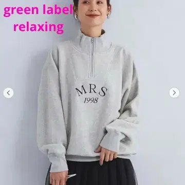 그린 라벨 로고 하프 지퍼 풀오버 맨투맨 그레이