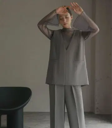 GIRL 튤 레이어드 상의 그레이