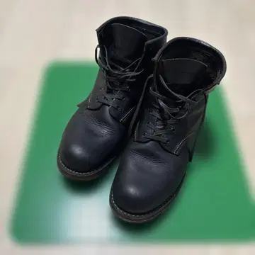 블랙 가죽 부츠 레드윙